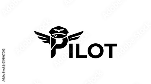 Pilot logo showcases a letter P stylized with an aviator cap and wings.
