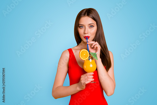 фотографія Healthy sweet fresh light non alcohol drink people brunette person concept
