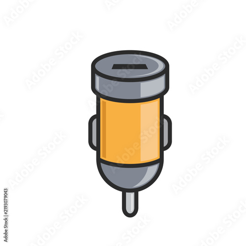 Obraz na płótnie Car cigarette lighter plug cartoon Vector element For 12-volt power sockets. Power socket adapte