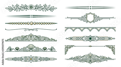 Art Deco Ornate Dividers and Ornaments, Transparent Background