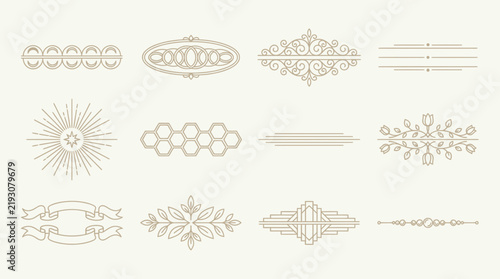 Art Deco Ornate Dividers, Borders and Ornaments Vector Set