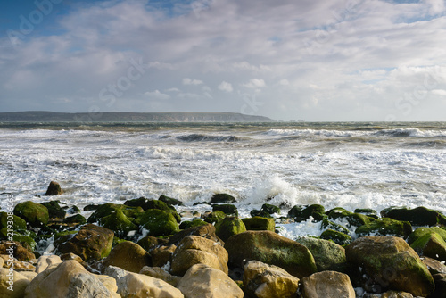 Cuadro en lienzo Rough sea in windy weather in September on The Solent between Hampshire coast an
