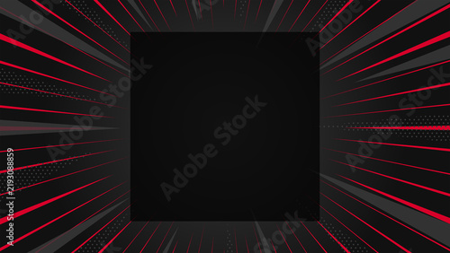 Canvastavla Black and Red Sunburst Background with Square Frame Copy Space for Black Friday,