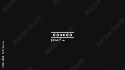 Foto A digital password login screen with hidden characters inside a text box showing