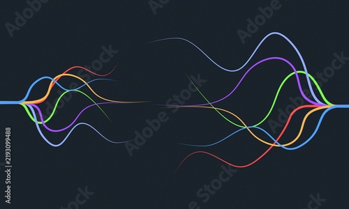 Multicolor Curved Wave Lines On Dark Background
