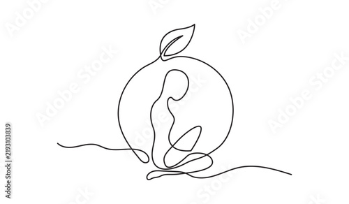 Photography Meditation human circle leaf vector icon minimalist continuous line drawing