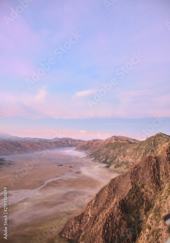 Fotografie Breathtaking landscape of Mount Bromo caldera in East Java, Indonesia, featuring