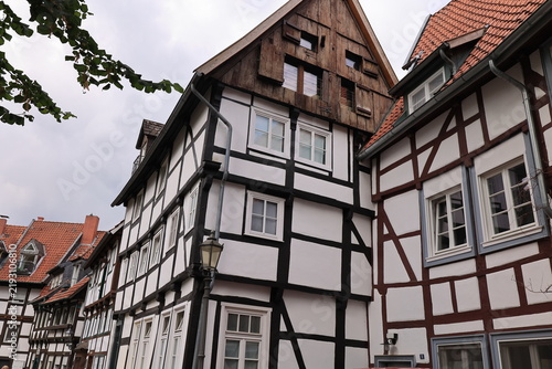 Historische Fachwerkhäuser im Zentrum der Stadt Gütersloh in Ostwestfalen	