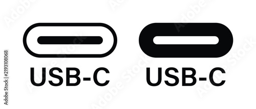Usbc port and connector icons set