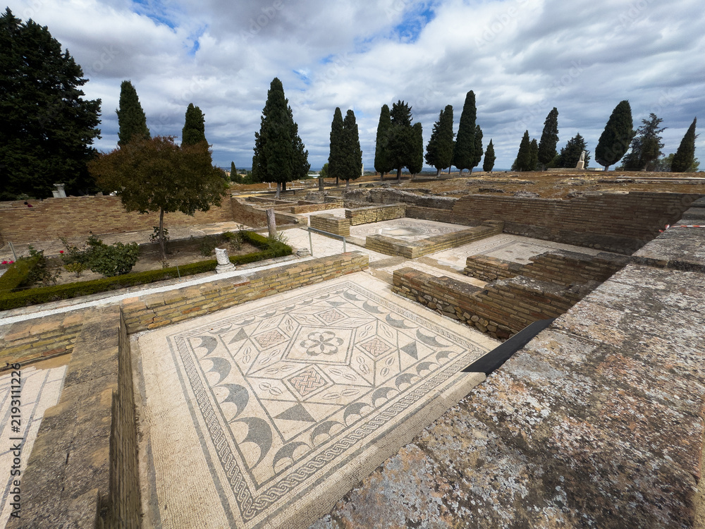 Obraz premium Italica, an ancient Roman city in Hispania; its site is close to the town of Santiponce in the province of Seville, Spain.
