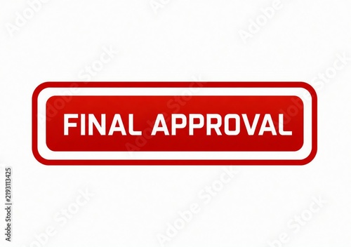 Red rectangular final approval badge with white text