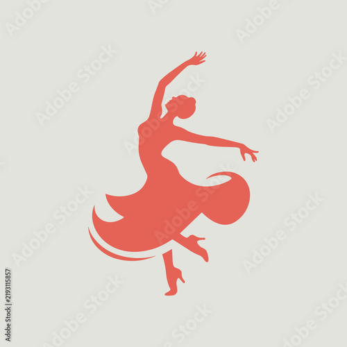 Silhouette of a graceful woman dancing