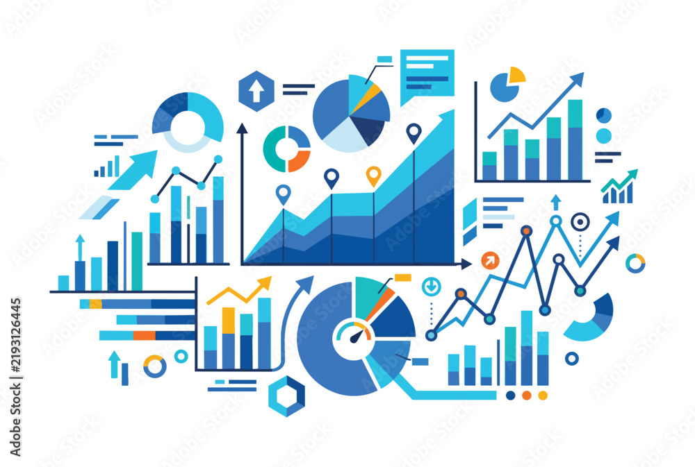 Naklejka premium Business Data Analysis Infographic Vector Concept with Charts Graphs and Diagrams.