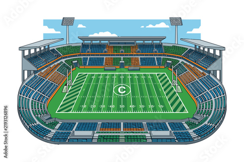 American Football Stadium Flat Vector Illustration.