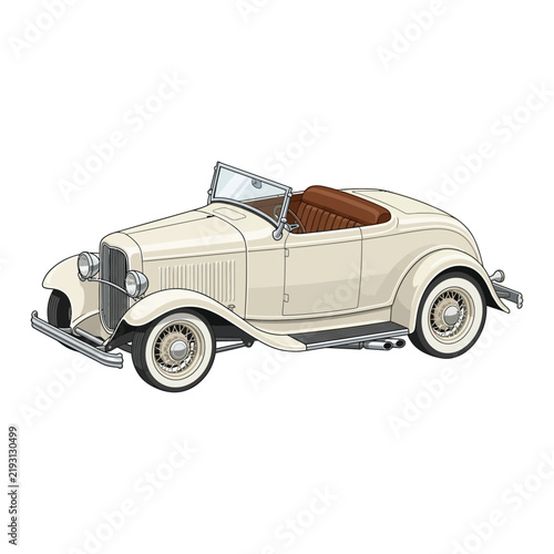 Classic Convertible Hot Rod Car, Vintage Automotive Transportation, Isolated