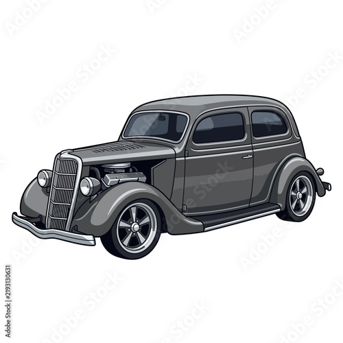 Classic Hot Rod Car Illustration, Vintage Automobile, Transparent Background