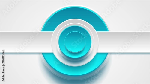 Blue and gray geometric circles with layered paper texture abstract background. Corporate motion design with concentric rings and soft shading. Seamless loop. Video animation Ultra HD 4K 3840x2160
