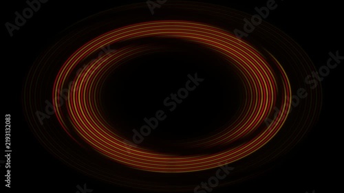 Black abstract elliptical rings with orange and red lines. Minimal concentric line pattern with subtle glow motion design. Seamless loop. Video animation Ultra HD 4K 3840x2160