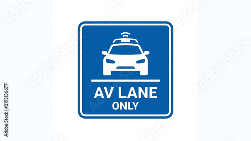Self Driving Car AV Lane Sign - Autonomous Vehicle Symbol