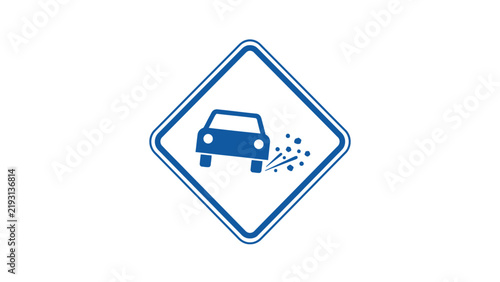 Slippery Road Warning Sign - Car Kicking Up Gravel