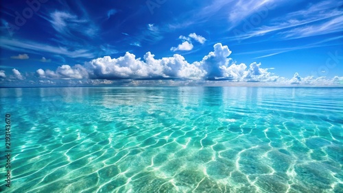 Tranquil ocean with crystal clear water and gentle waves , calm, serene,  calm, serene, sea