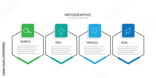 modern infographics options banner 4 Steps Infographics Design Template, workflow layout, rectangular diagram, brochure, report, presentation, web design Editable Vector illustratio