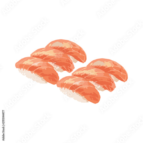 Japanese Sushi Roll Pieces Isometric Vector Illustration