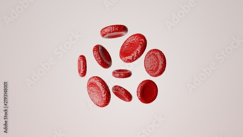 Obraz na płótnie Red blood cells floating on white background 3d rendering