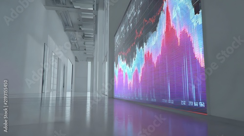 Modern Digital Stock Market Data Display on Large LED Screen in Contemporary Room