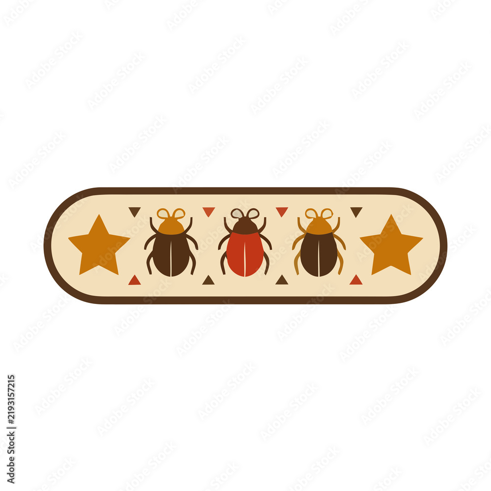 Fototapeta premium Stylized bugs and stars on a rounded banner