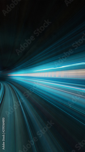 speed motion blur inside transportation tunnel