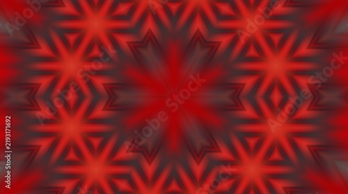 Quadro su tela Beautiful red kaleidoscope floral star pattern abstract background with smooth gradient lighting