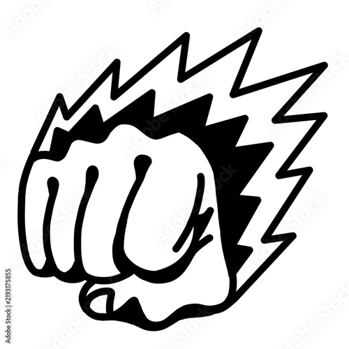 Cuadro en lienzo Powerful clenched fist punch impact symbol, bold strength and victory icon