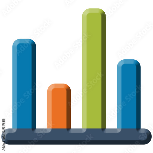 Colorful 3D bar chart icon for business growth and data analytics
