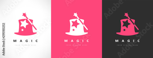 Magic wand and hat logo stars