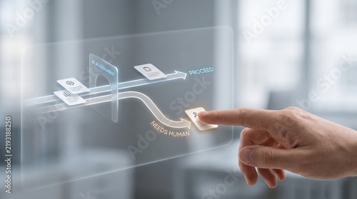 Human-Centered AI - A human hand receiving a task marked 