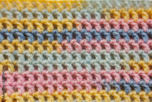 Pastel multicolor crochet fabric texture handmade knitted pattern