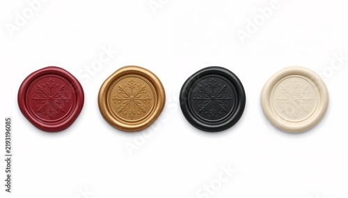Vintage wax seal stamps in assorted colors, isolated on transparent background
