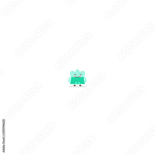 Teal Kawaii Muffin Mascot Character Cartoon Vector Illustration