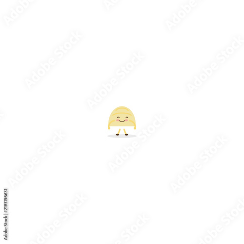 Yellow Kawaii Bread Loaf Mascot Character Cartoon Vector Illustration