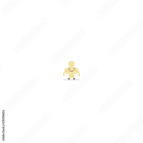 Yellow Kawaii Gingerbread Man Mascot Character Cartoon Vector Illustration