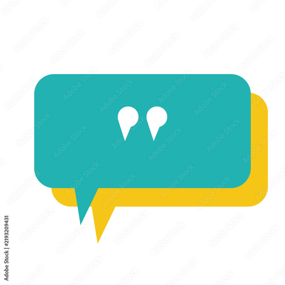 Obraz premium Rounded speech bubble with quote marks icon