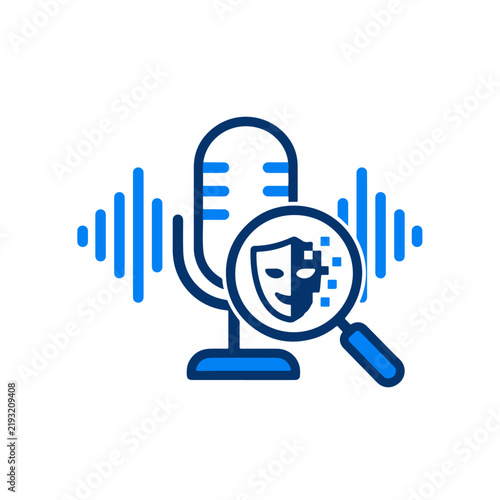Fake Audio Detection Microphone with Voice Deepfake Analysis Icon
