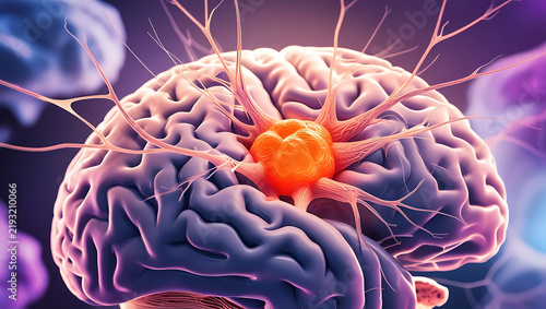 Abstract representation of an open brain with vibrant colors symbolizing creativity and ideas flow, A colorful, stylized depiction of a brain, featuring vibrant hues and glowing elements.
