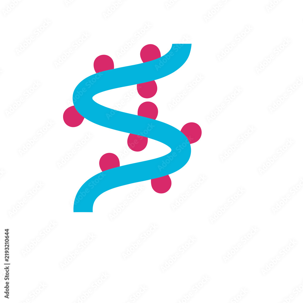 Fotografie Abstract DNA helix with pink dots