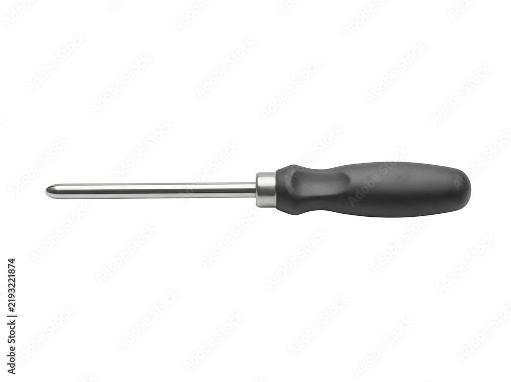 Obraz premium Black handled metal probe tool for electronics and technical maintenance isolated on transparent background for professional repair shops