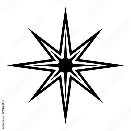 Eight pointed Christmas star of Bethlehem symbol in geometric line art style
