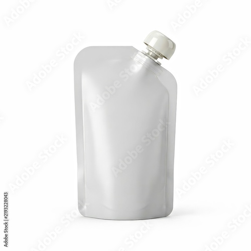 Blank White Stand up Pouch With Spout Cap Isolated