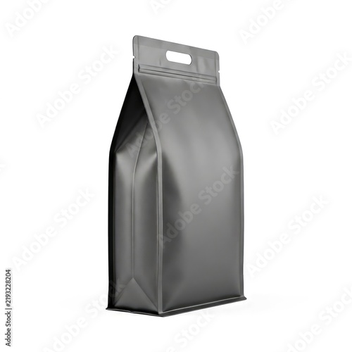Gray Matte Stand up Pouch With Handle and Sealed Top