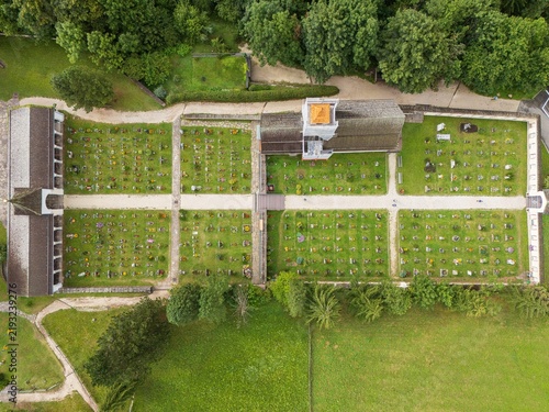фотографія Aerial view of Ortisei cemetery. South Tyrol, Italy